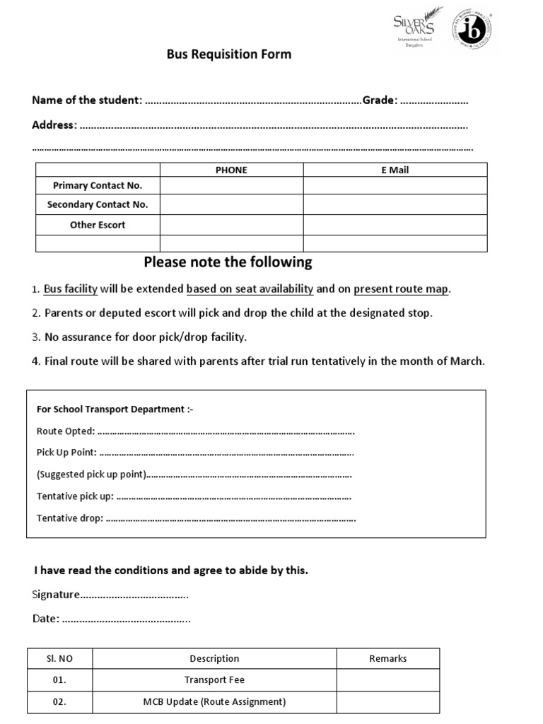 Bus Requisition Form Instructions | PDF