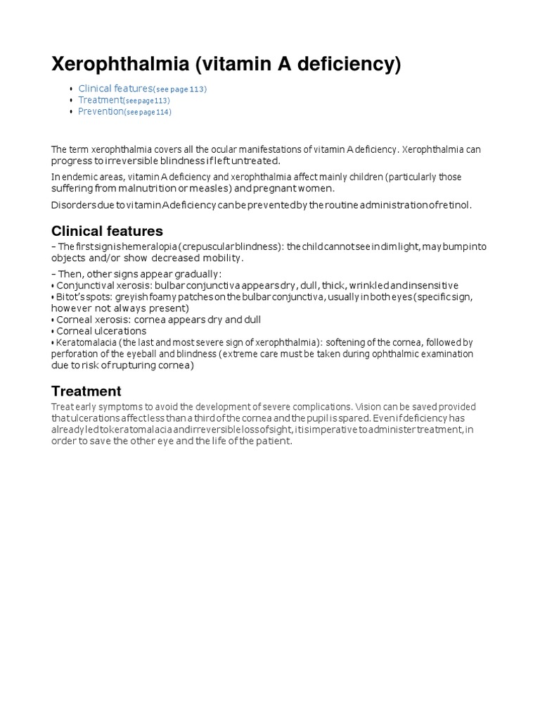 CG1 Xerophthalmia Dry Eyes Vitamin A Deficiency PDF Vitamin A