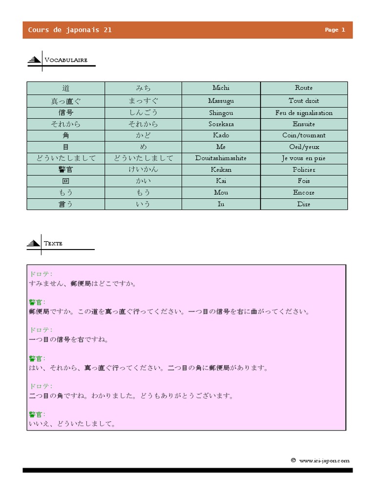 Cours Japonais 21 PDF