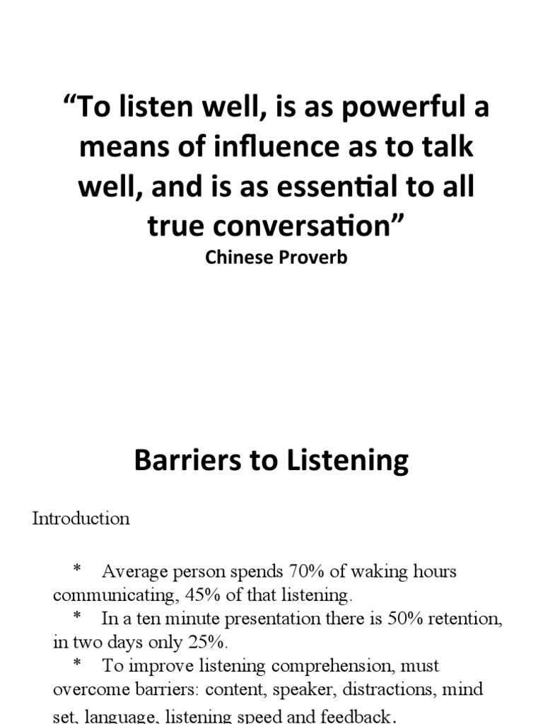 Overcoming Barriers to Effective Listening | PDF | Mind | Nonverbal ...
