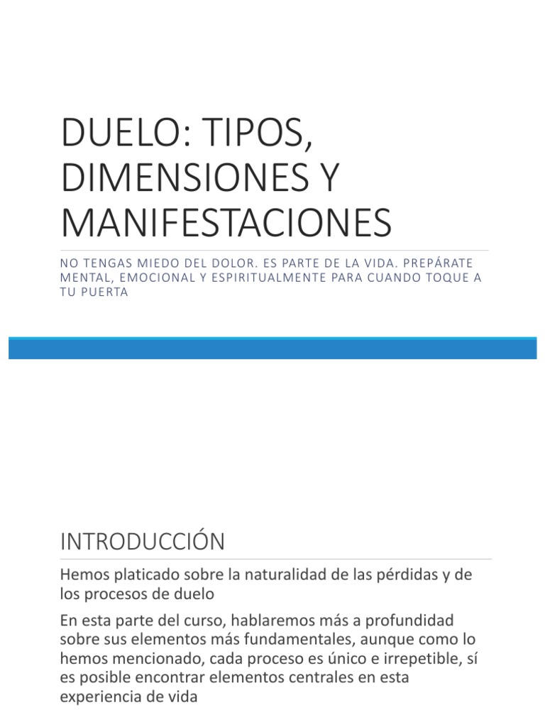 Tipos y Manifestaciones del Duelo | PDF | Dolor | Las emociones