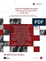 The Institute For World Literature: Johannes Gutenberg University, Mainz 4 - 28 July 2022