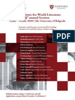 The Institute For World Literature Annual Session: 6 July - 30 July 2020 - The University of Belgrade