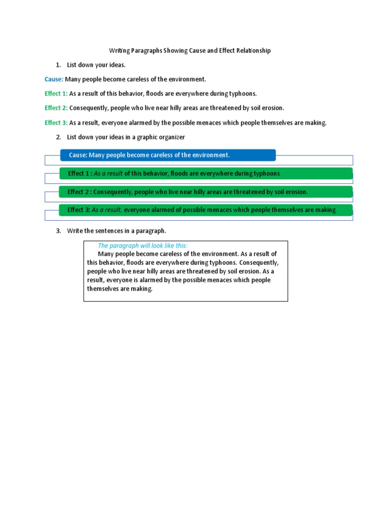Writing Paragraphs Showing Cause and Effect Relationship. | PDF ...