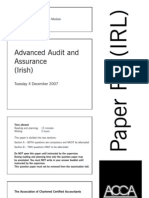 Advanced Audit and Assurance (Irish) : Tuesday 4 December 2007