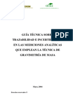 Guía Técnica Sobre Trazabilidad e Incertidumbre en Las Mediciones Analíticas Que Emplean La Técnica de Gravimetría de Masa