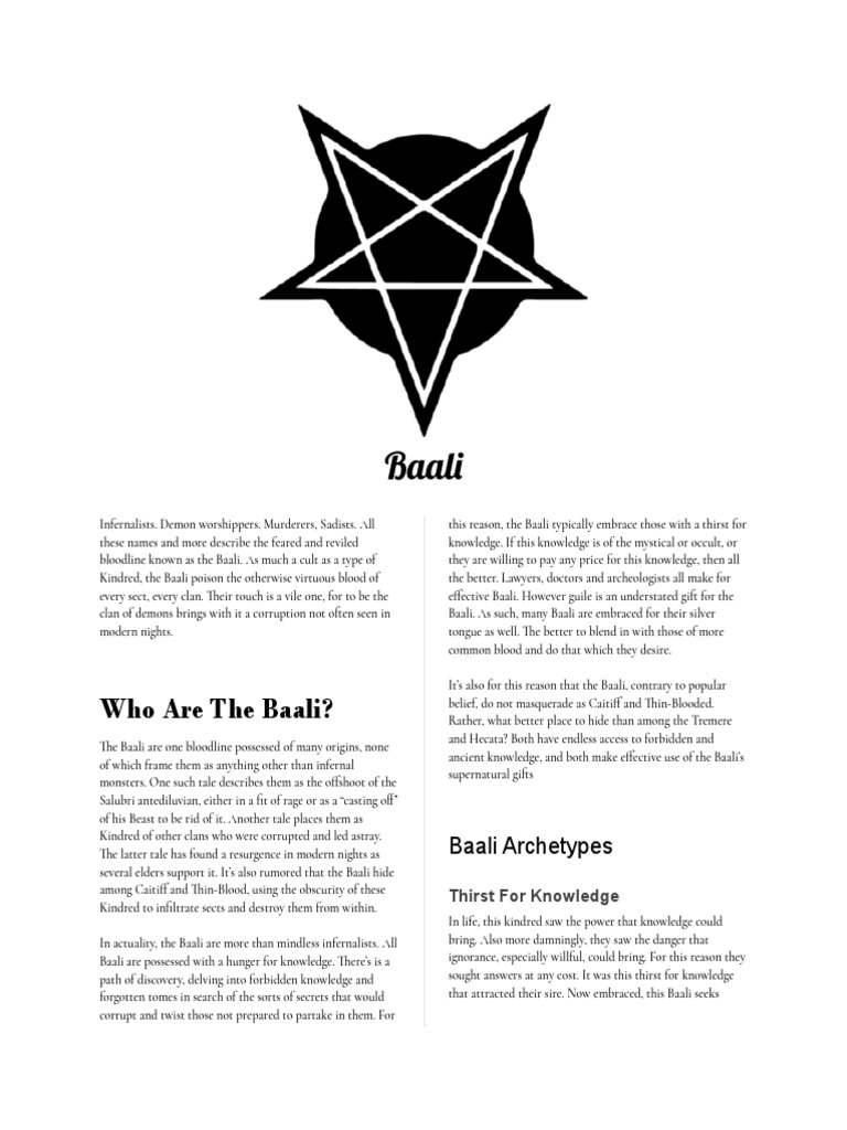 Baali Clan Overview and Archetypes | PDF | Philosophy | Religion ...