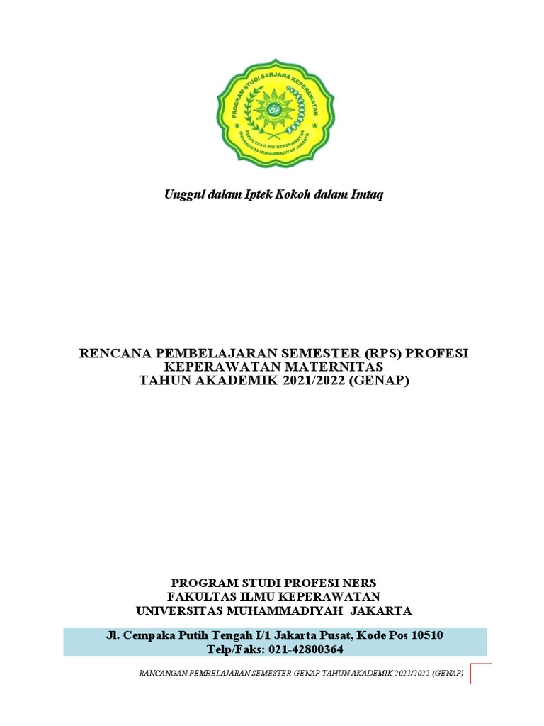RPS Keperawatan Maternitas 2021/2022 | PDF | Sains & Matematika