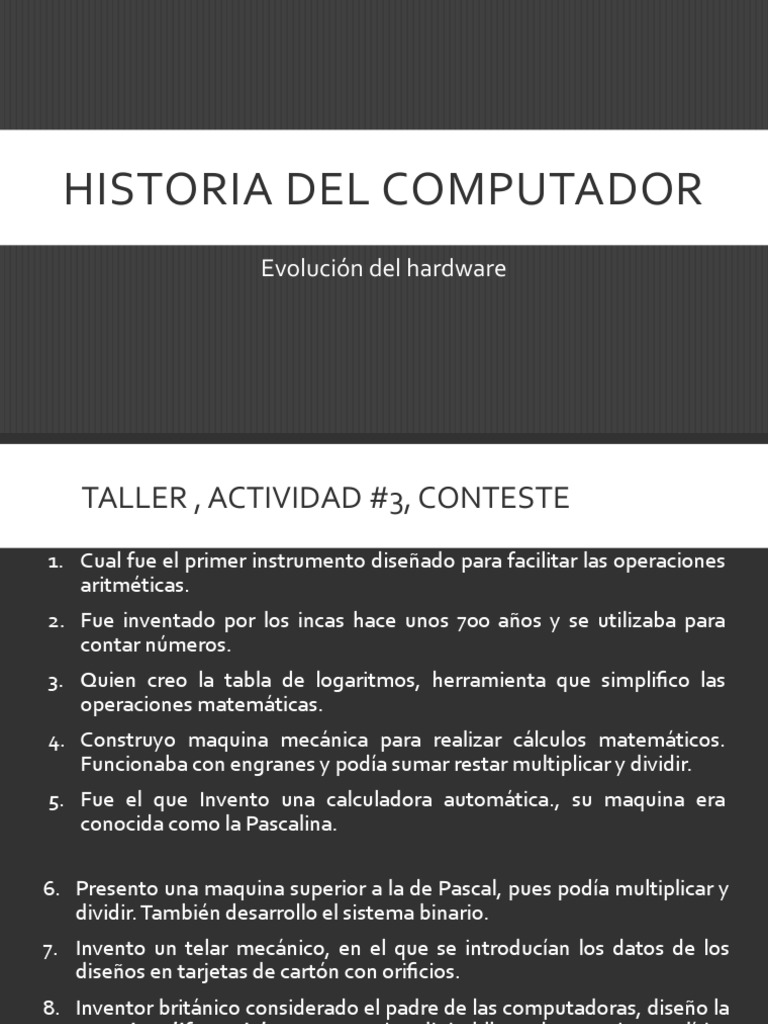 Historia Del Computador | PDF | Hardware de la computadora | Bienes  manufacturados
