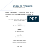 Gestión "Administrativa Y Satisfacción" Laboral "En Los Trabajadores de La Unidad de Gestión Educativa Local" Ilo, 201