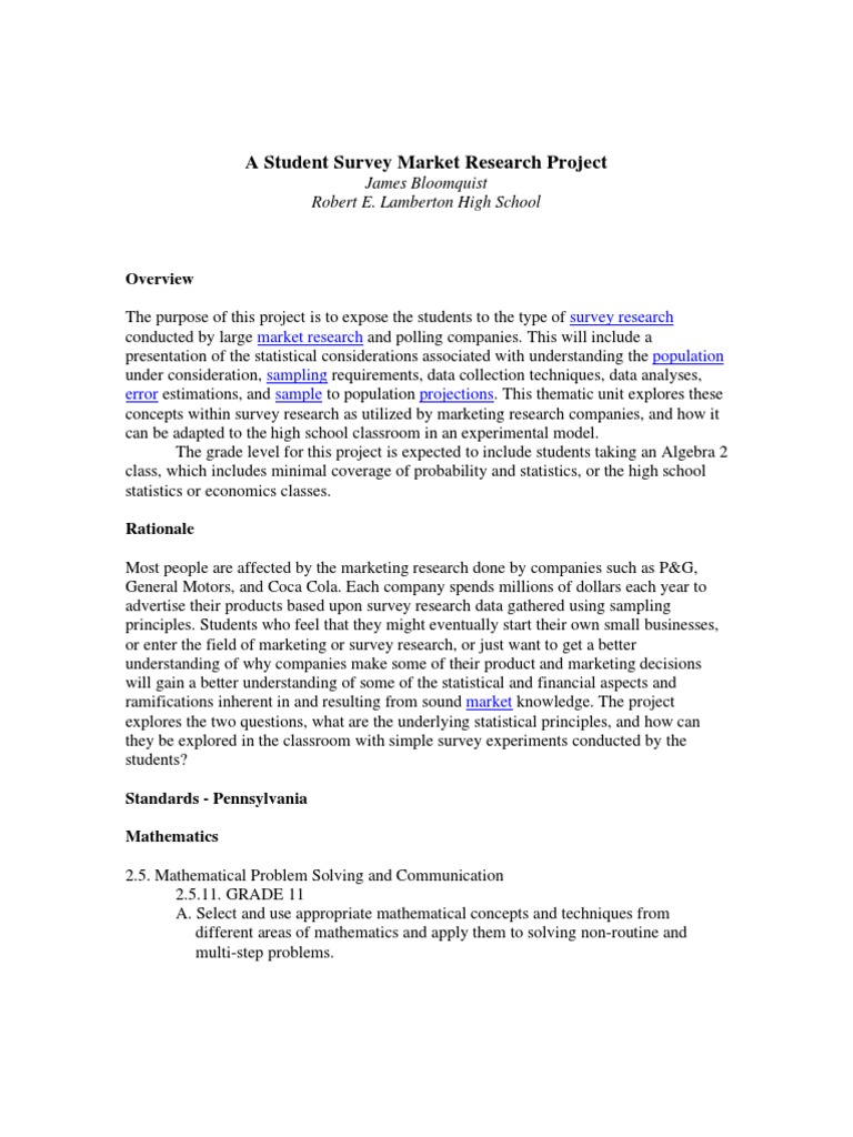 A Student Survey Market Research Project | PDF