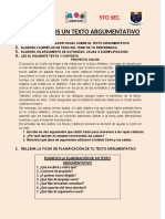 Ficha de Actividades - Texto Argumentativo 5to