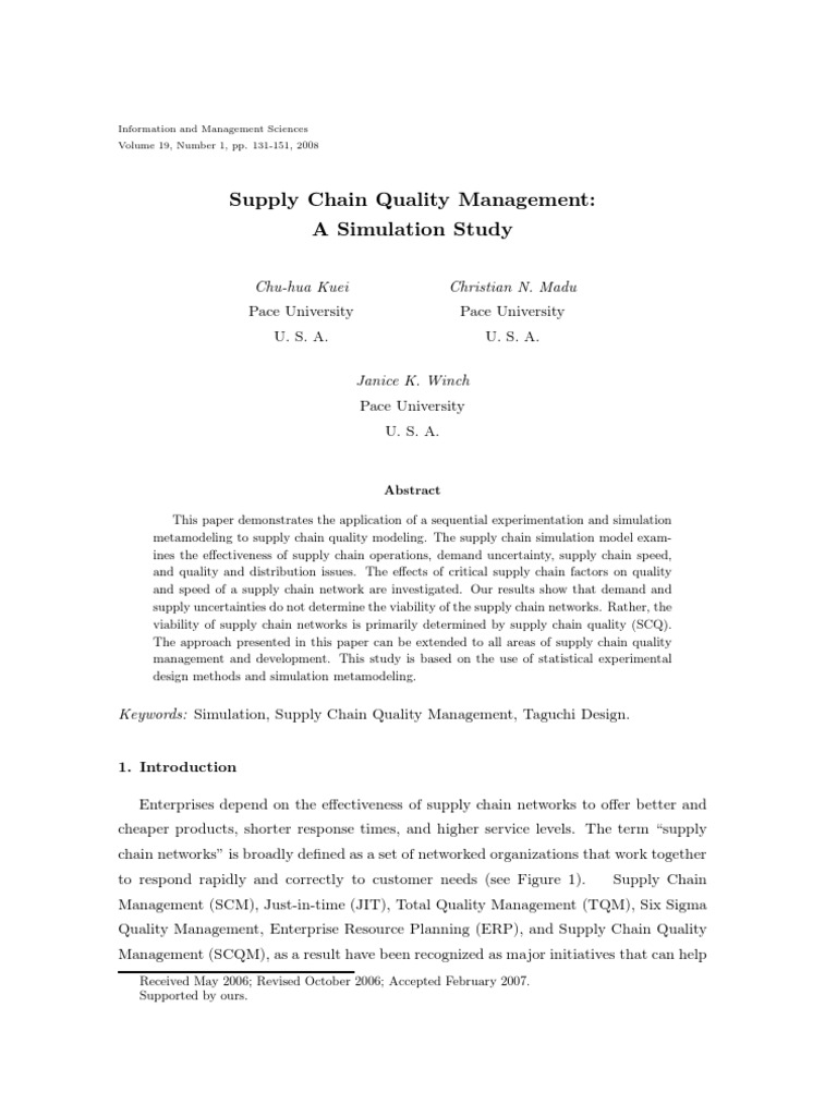 Supply Chain Quality Management Study | PDF | Supply Chain Management ...