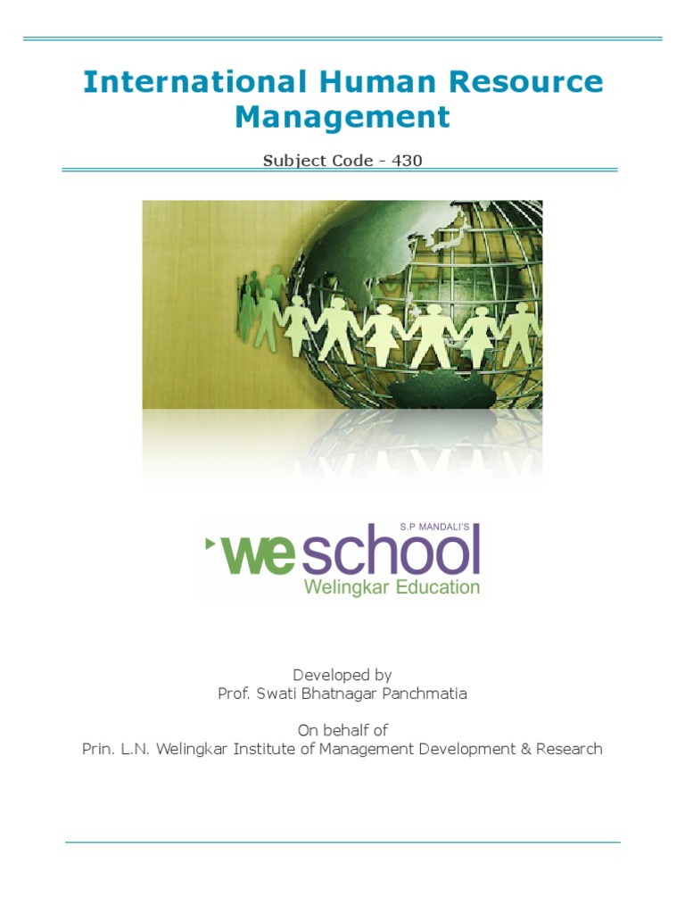 International Human Resource Management: Subject Code - 430 | PDF ...
