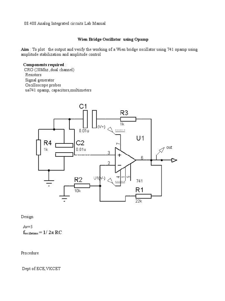 Wien Bridge & RC Oscillator Lab Manual | PDF