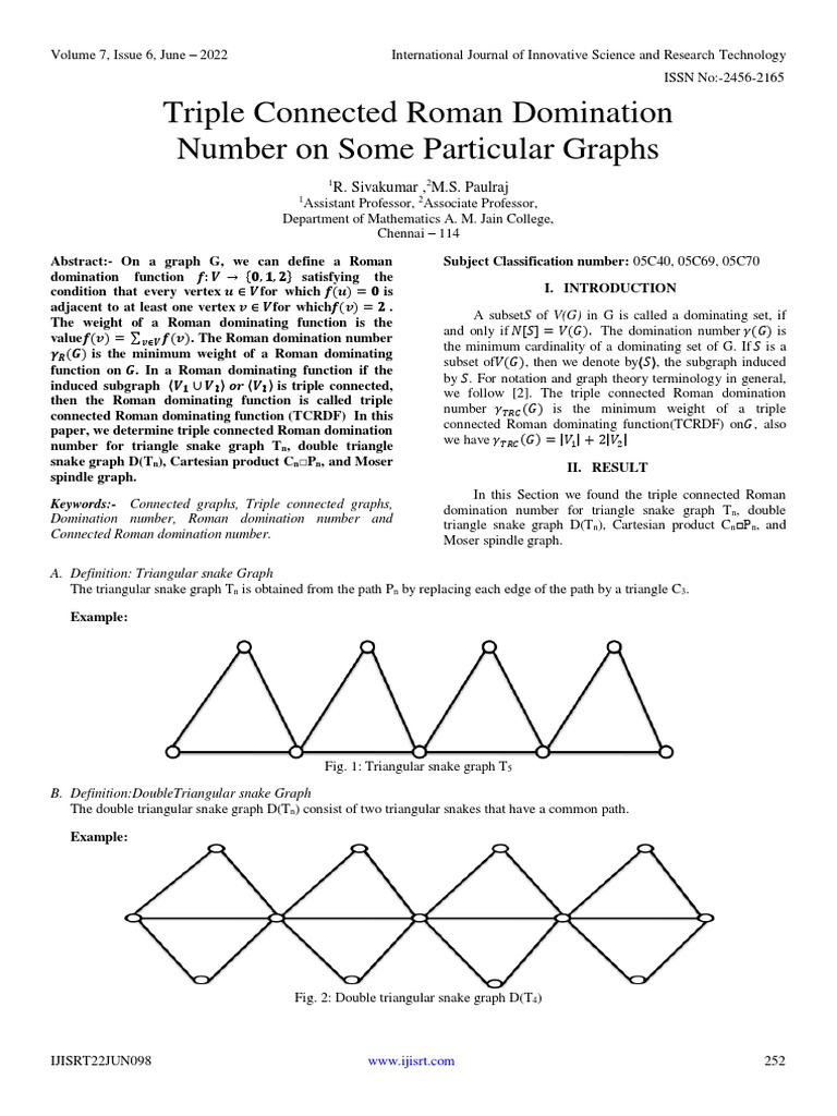 Triple Connected Roman Domination in Graphs | PDF | Vertex (Graph ...