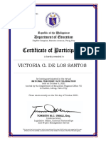 Certificate of Participation: Victoria G. de Los Santos