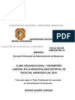 Clima organizacional y desempeño laboral en la Municipalidad de Pacucha