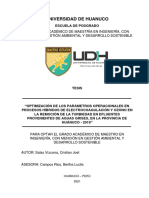 Optimización de parámetros en tratamiento de aguas grises