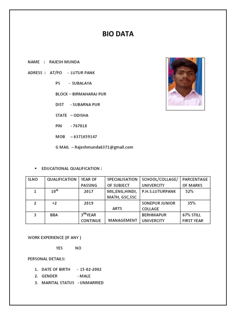 Bio Data | PDF