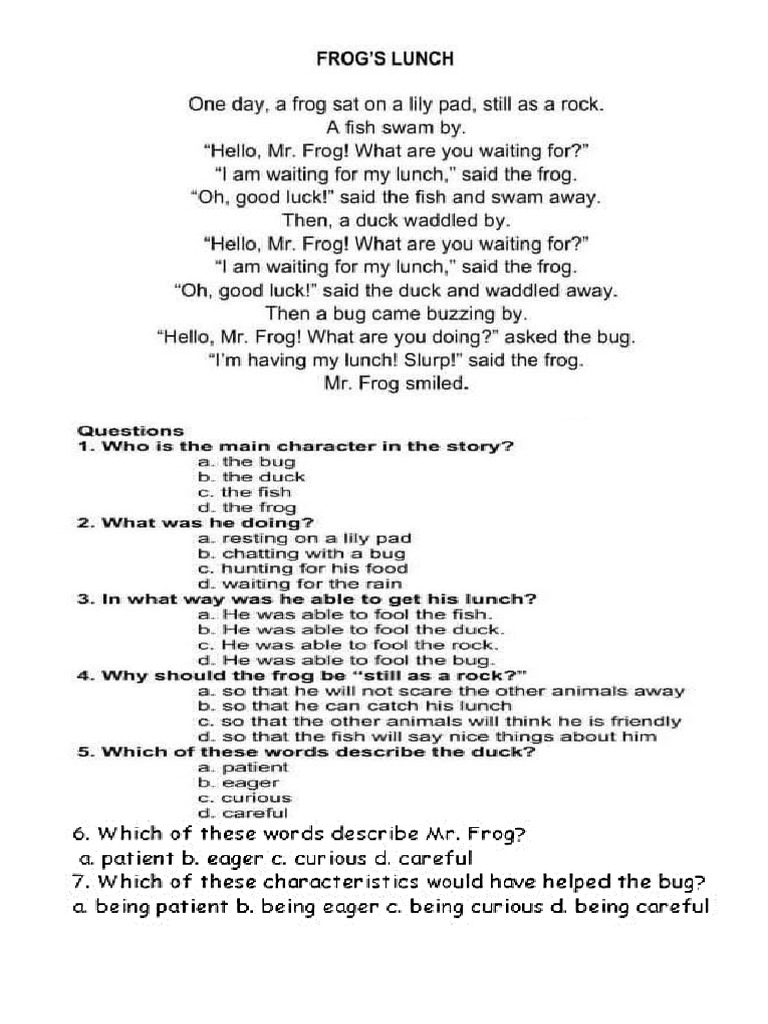 Frog's Lunch PDF
