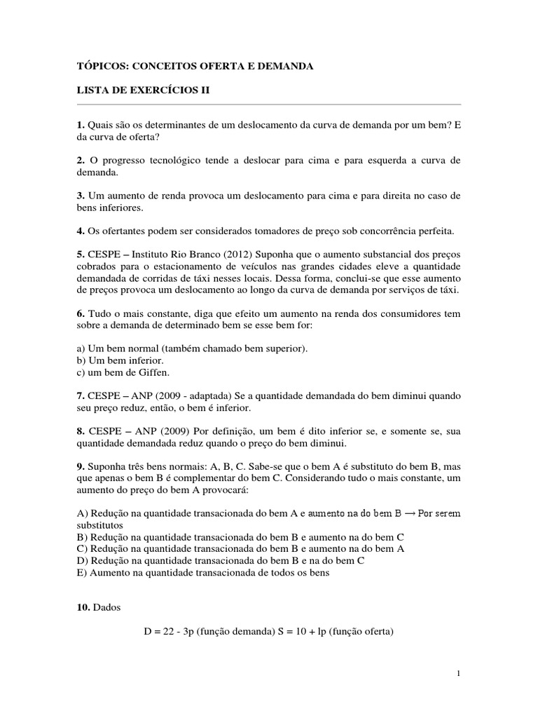 Equilíbrio de Mercado: Oferta e Demanda | PDF | Demanda | Equilíbrio ...