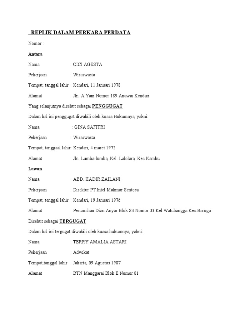 Replik Dan Duplik Pdf