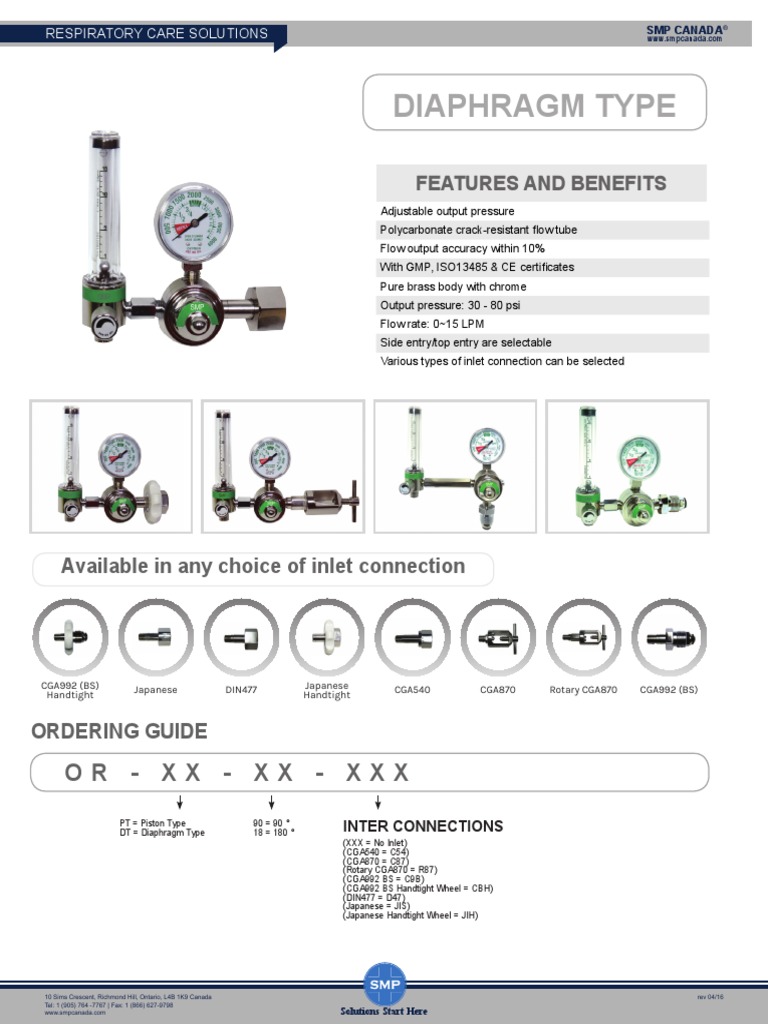 Oxygen Regulator Diaphragm Type2 PDF Machines Equipment