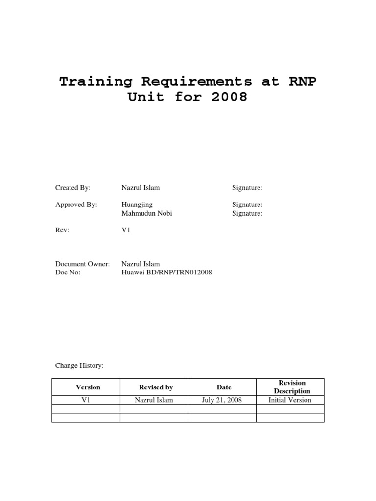 RPT - RNP Training Requirment V1 | PDF | Gsm | General Packet Radio Service