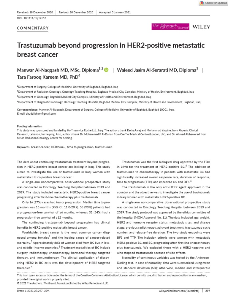 The Breast Journal 2021 Al Naqqash Trastuzumab Beyond Progression