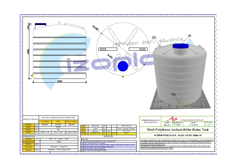 10m3 Polythene Vertical Water Tank Details | PDF | Pressure | Chemical ...