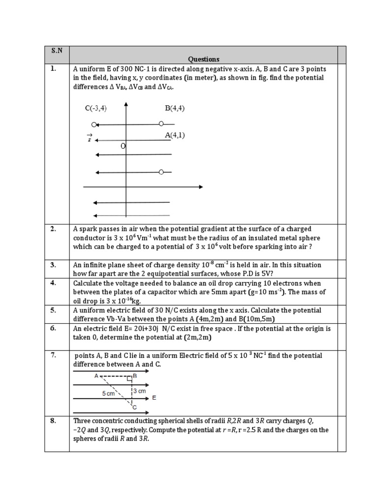 S.N Questions 1.: BA CB CA | PDF | Capacitor | Capacitance