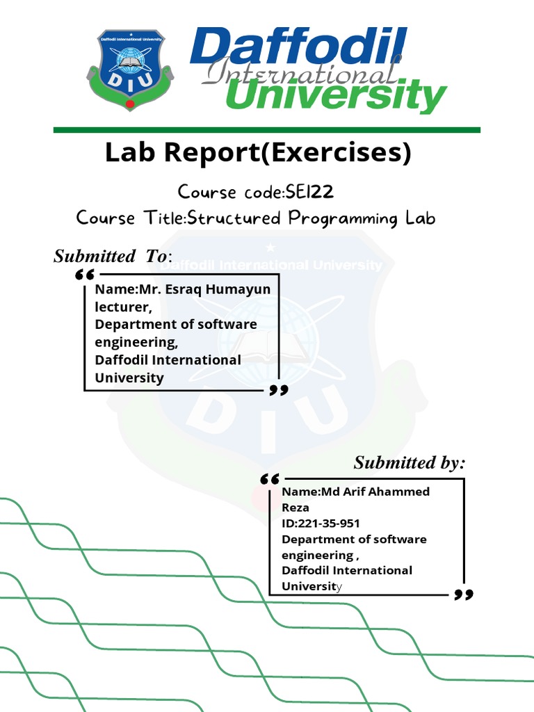 SE122 Structured Programming Lab Report | PDF