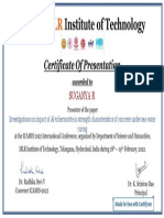 Certificate For SUGANYA R For - ICAMIS - 2022 Certificate