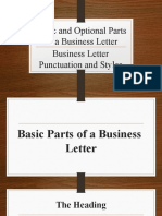 Basic and Optional Parts of A Business Letter Business Letter Punctuation and Styles