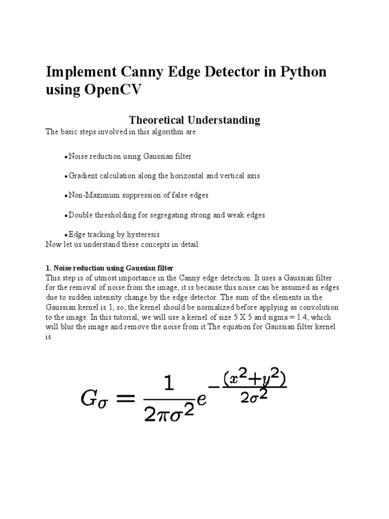 Implement Canny Edge Detector in Python Using OpenCV | PDF | Signal ...