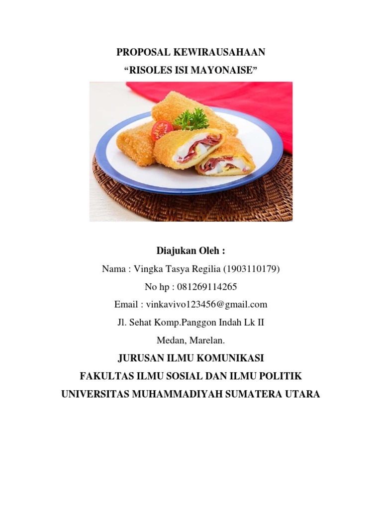 Proposal Usaha Risol Mayonnaise | PDF