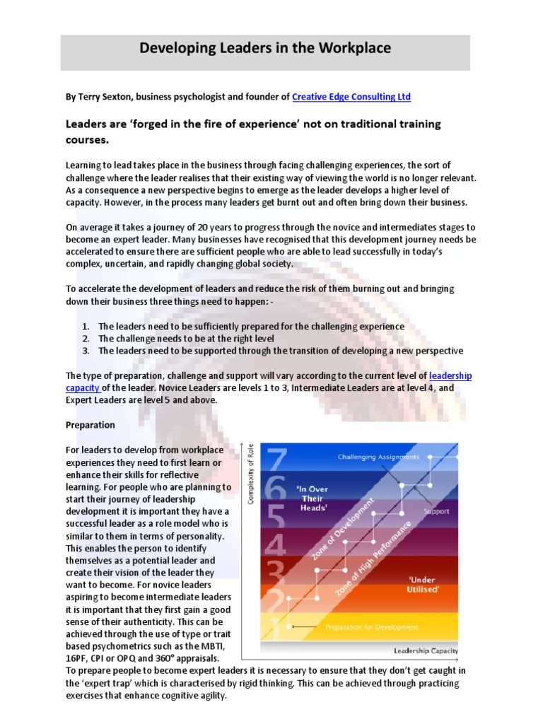 Developing Leaders In The Workplace Pdf Leadership Expert