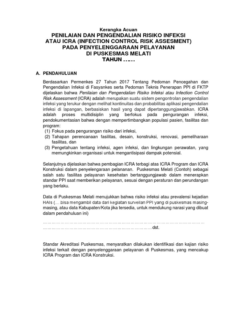 ICRA Risiko Infeksi di Puskesmas Melati | PDF