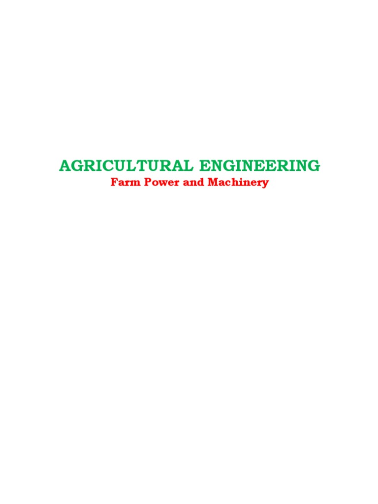 Agricultural Engineering Farm Power and Machinery PDF Tillage