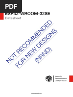 ESP32 WROOM 32SE: Recommended FOR NEW Designs (NRND)