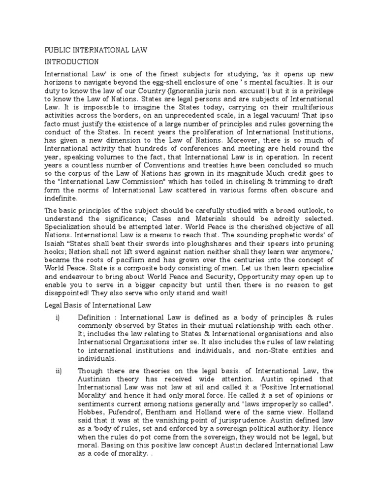Overview of Public International Law | PDF | Sovereign State ...