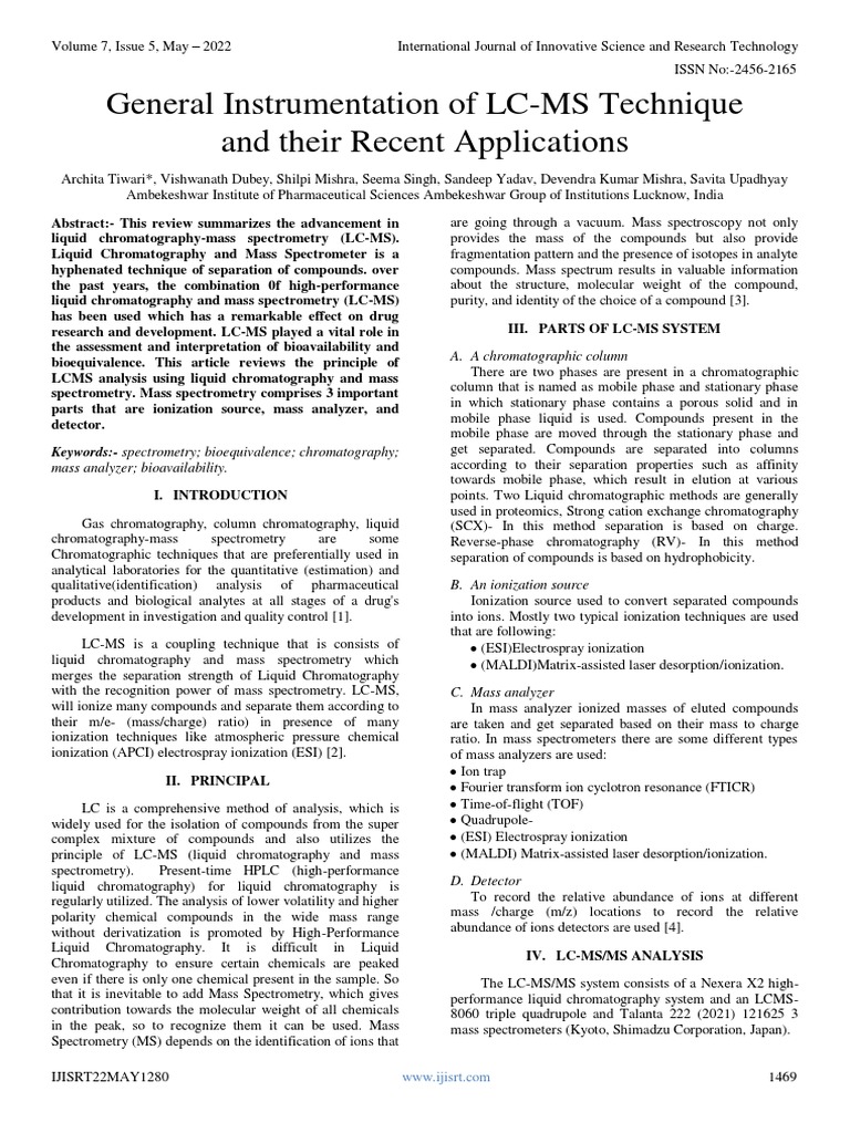 LC-MS Technique: Principles and Applications | PDF | Liquid ...
