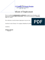 Certificate of Employment: E and N Delfin Livestock Dealer