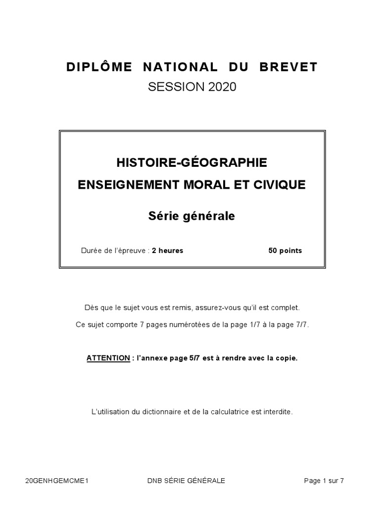 Brevet Blanc Plus Dur Que Le Vrai 20GENHGEMCME1 | PDF | France | Citoyenneté
