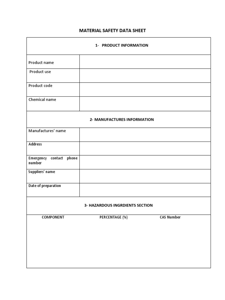 Material Safety Data Sheet Overview | PDF