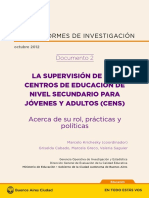 La Supervision de Los Cens para Jovenes y Adultos. Acerca de Su Rol Practica y Po