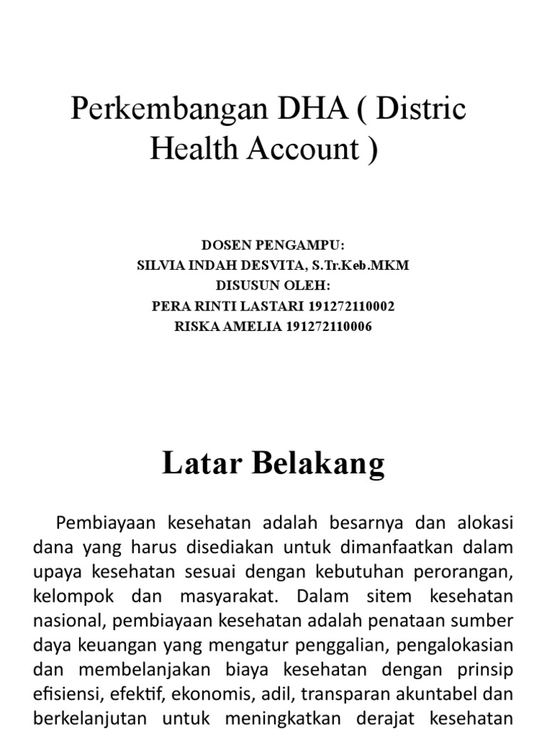 Perkembangan District Health Account (DHA) | PDF | Bisnis