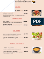 Restaurante Sabor Africano menu com pratos típicos de STP