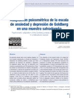 Adaptación Psicométrica de La Escala de Ansiedad y Depresión de Goldberg en Una Muestra Salvadoreña